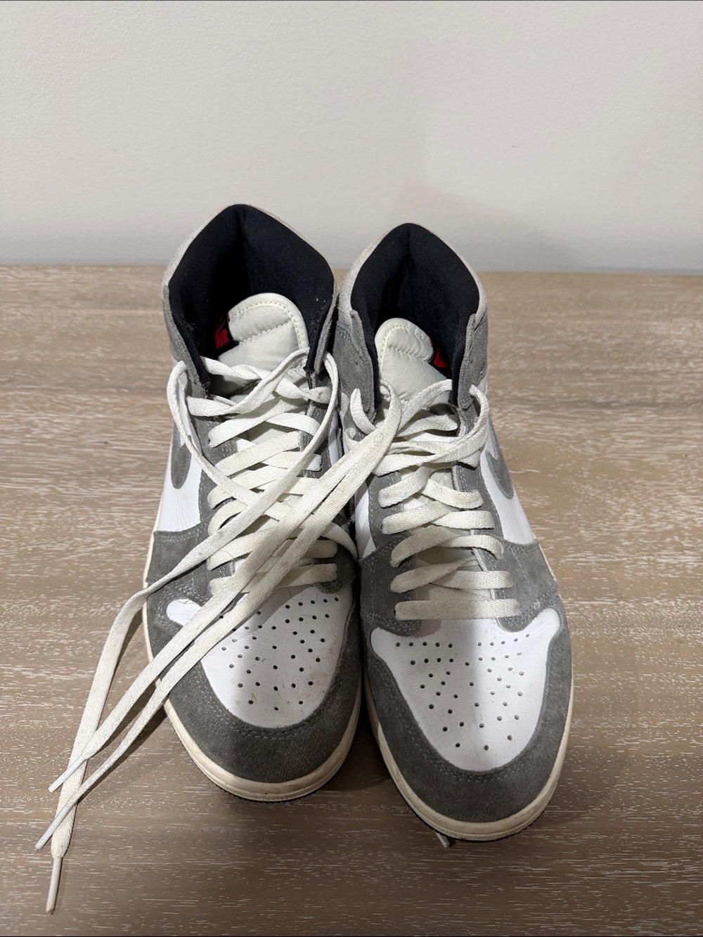 Jordan High-Top Sneakers in White and Gray